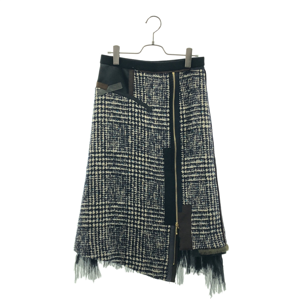 kolor | 斜紋軟呢荷葉邊側拉鍊不對稱半身裙 | 3碼 | 女款