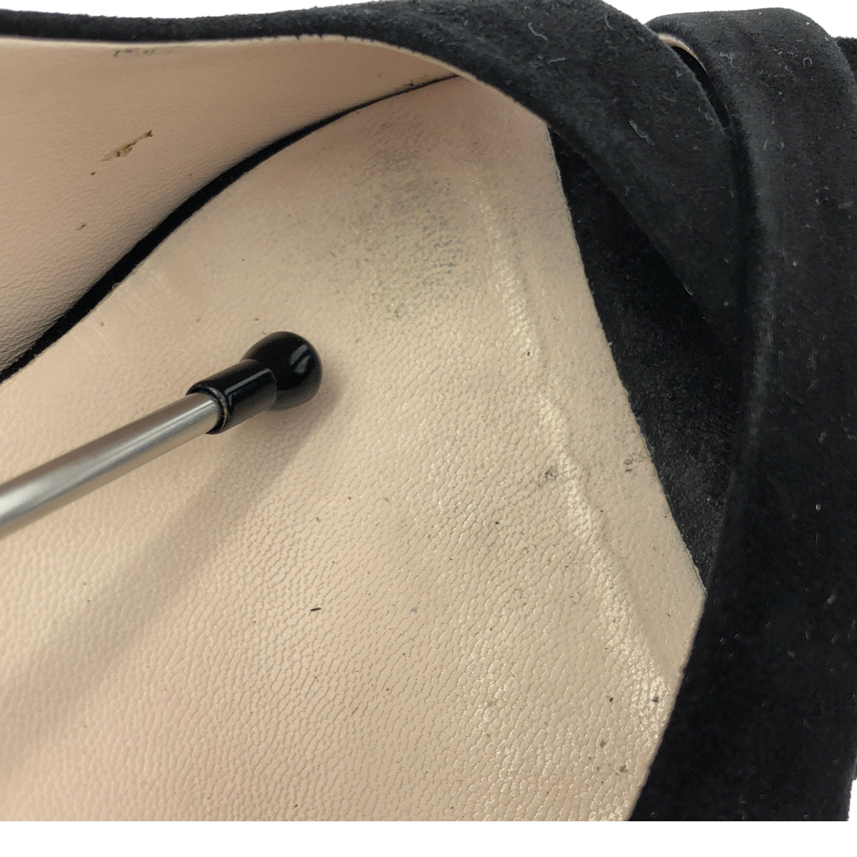 miu miu / 뮤 뮤 | 스웨이드 가죽 힐 펌프스 샌들 | 38 | 블랙 | 여성