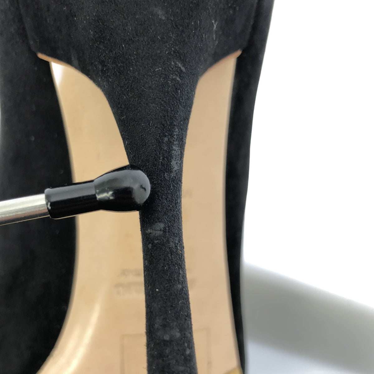 miu miu / 뮤 뮤 | 스웨이드 가죽 힐 펌프스 샌들 | 38 | 블랙 | 여성