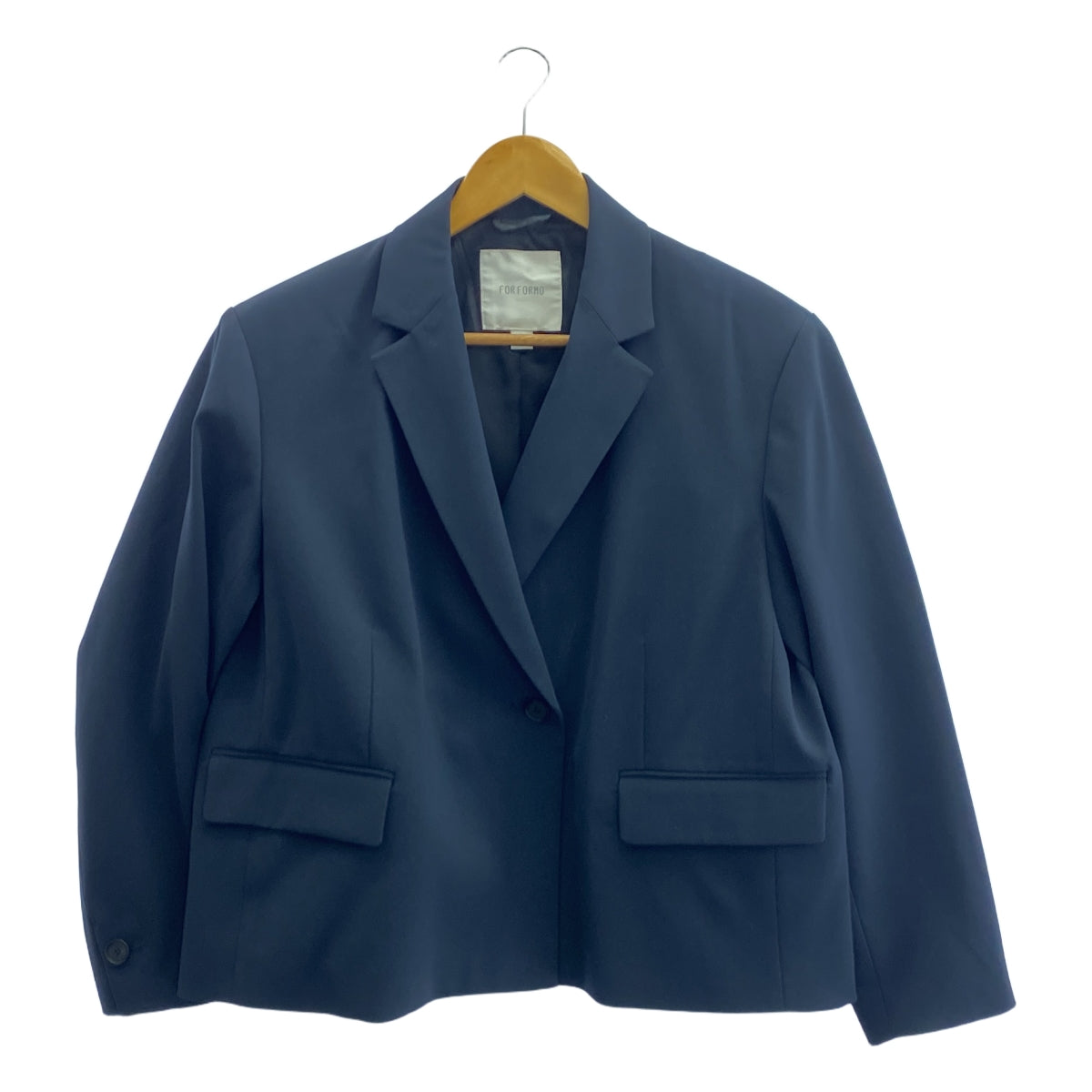 【美品】  FORFORMO / フォルフォルモ | Semi-double Short Jacket / ダブルジャケット / 総裏地 | 2 | ダークネイビー | レディース