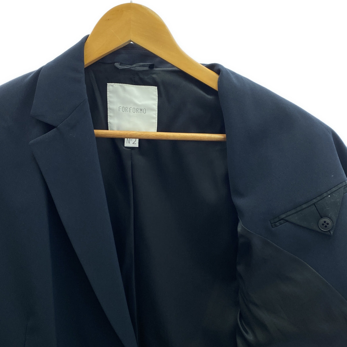 【美品】  FORFORMO / フォルフォルモ | Semi-double Short Jacket / ダブルジャケット / 総裏地 | 2 | ダークネイビー | レディース