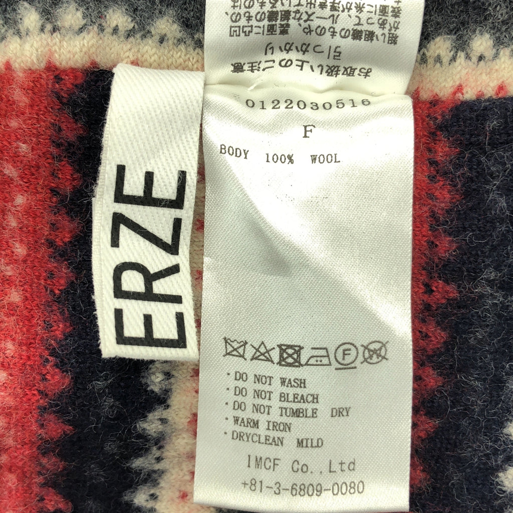 PERVERZE / パーバーズ | ウール フリンジ ボーダー マフラー ストール | F | レッド/ベージュ/ネイビー