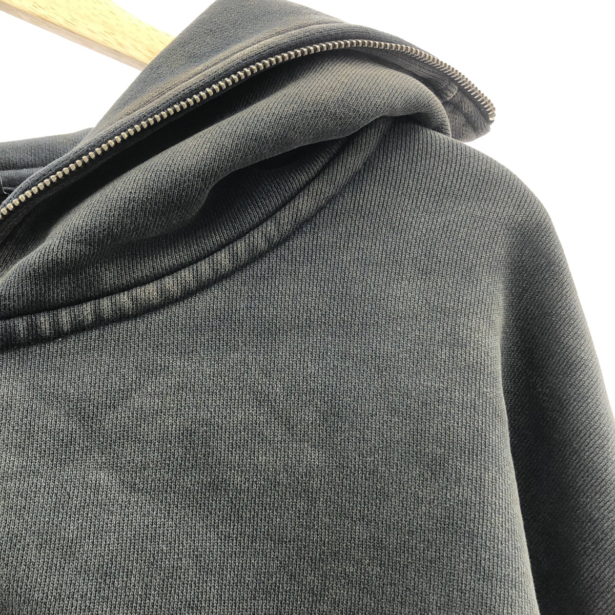 Entire Studios | 水洗黑色全拉鍊短羊毛襯裡連帽衫 | XL | 男款