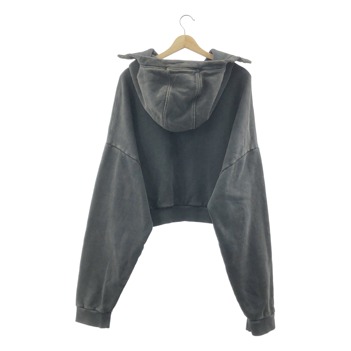 Entire Studios | 水洗黑色全拉鍊短羊毛襯裡連帽衫 | XL | 男款