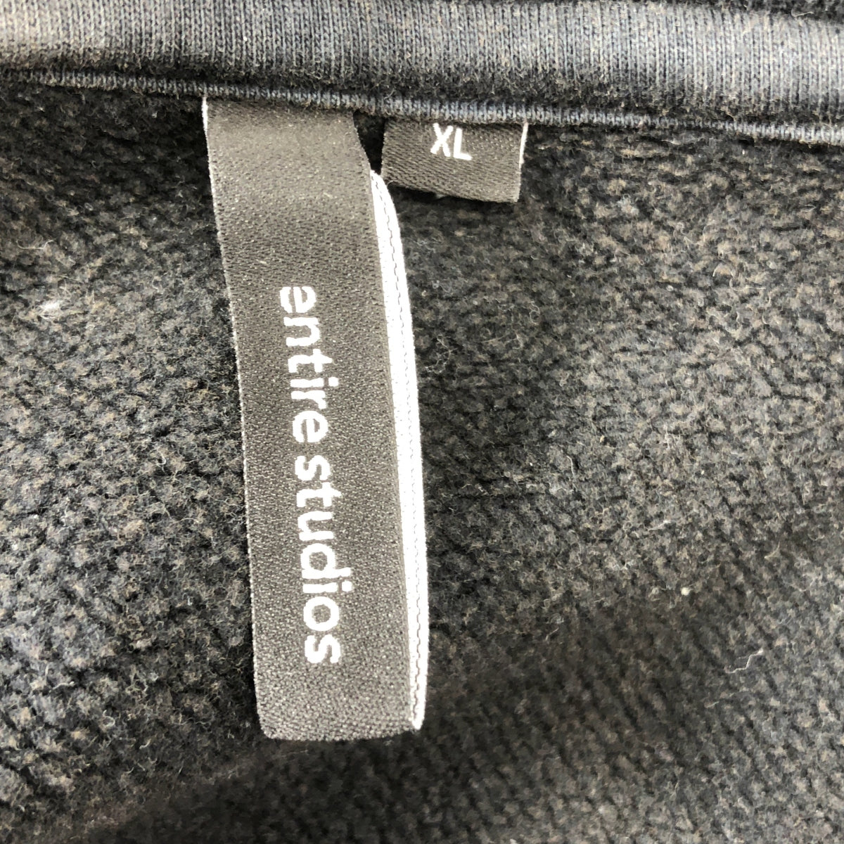 Entire Studios | 水洗黑色全拉鍊短羊毛襯裡連帽衫 | XL | 男款