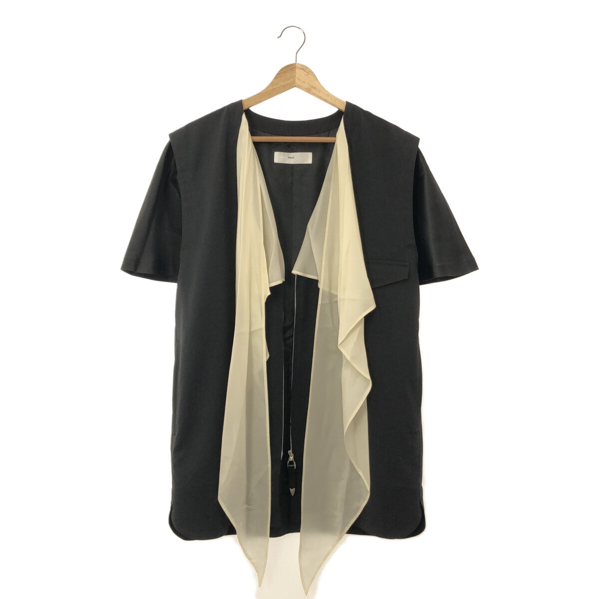 【美品】  TOGA PULLA / トーガプルラ | polyester wool twill blouse ブラウス | 36 | ブラック/ホワイト | レディース