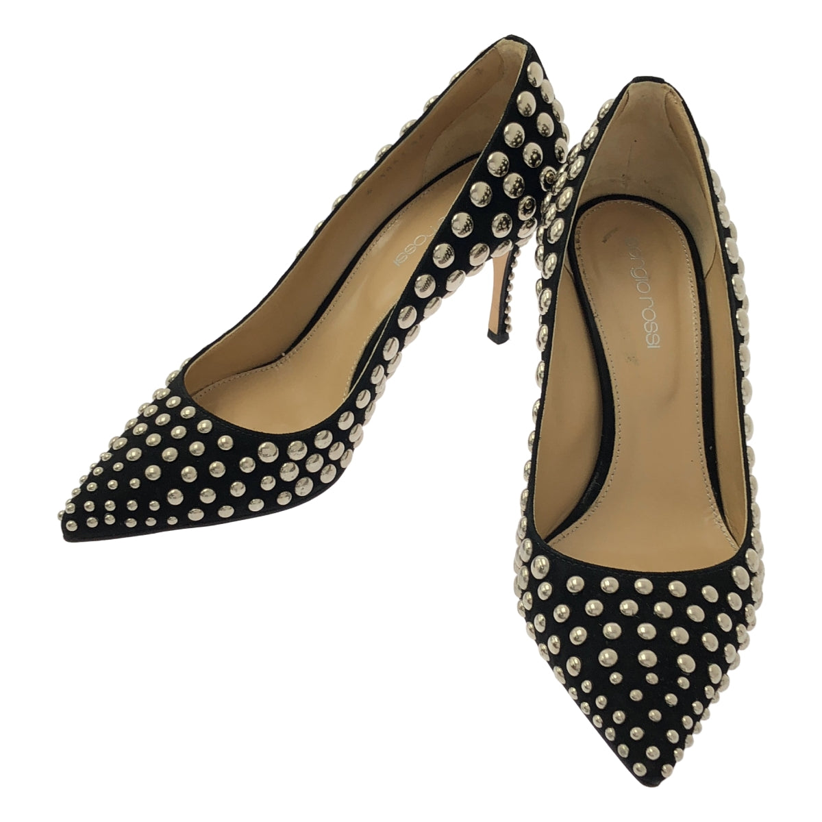 Sergio Rossi | 皮革鉚釘尖頭高跟鞋 | 36碼 | 女士