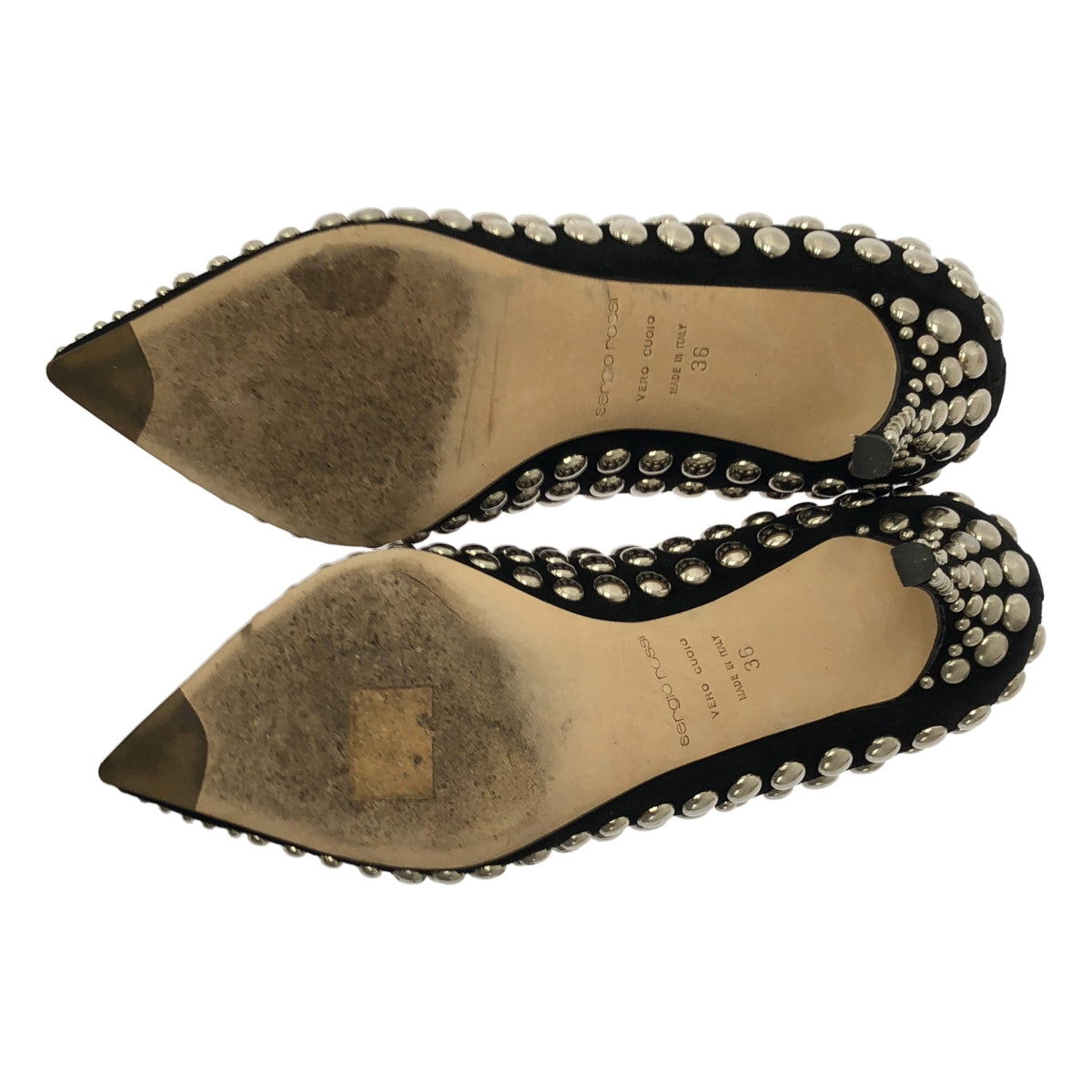 Sergio Rossi | 皮革鉚釘尖頭高跟鞋 | 36碼 | 女士