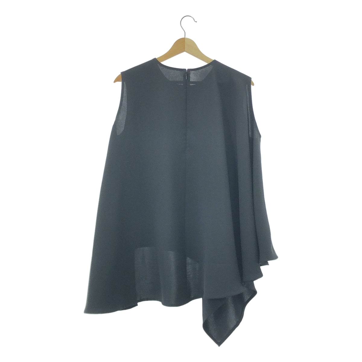 [狀況極佳] ENFOLD | Dry Double-Cloth 不對稱喇叭 PO 襯衫 | 尺寸 38 | 黑色 | 女款