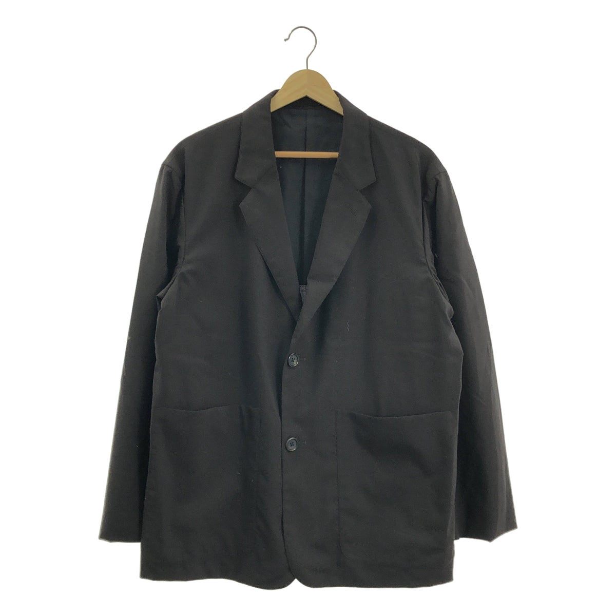 【미품】 MARGARET HOWELL / 마가렛 하웰 | 2022SS | × FOX BROTHERS BROTHERS SUMMER WOOL 2B / 싱글 브레스트 재단 재킷 | M | 블랙 | 남성