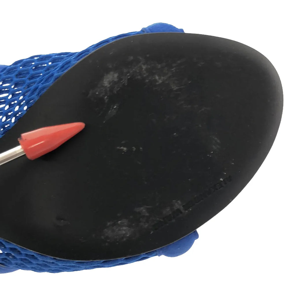 ALEXANDER WANG / アレキサンダーワン | スエードレザー ネット切替 アンクルストラップ ヒールサンダル | 36 | ブルー | レディース