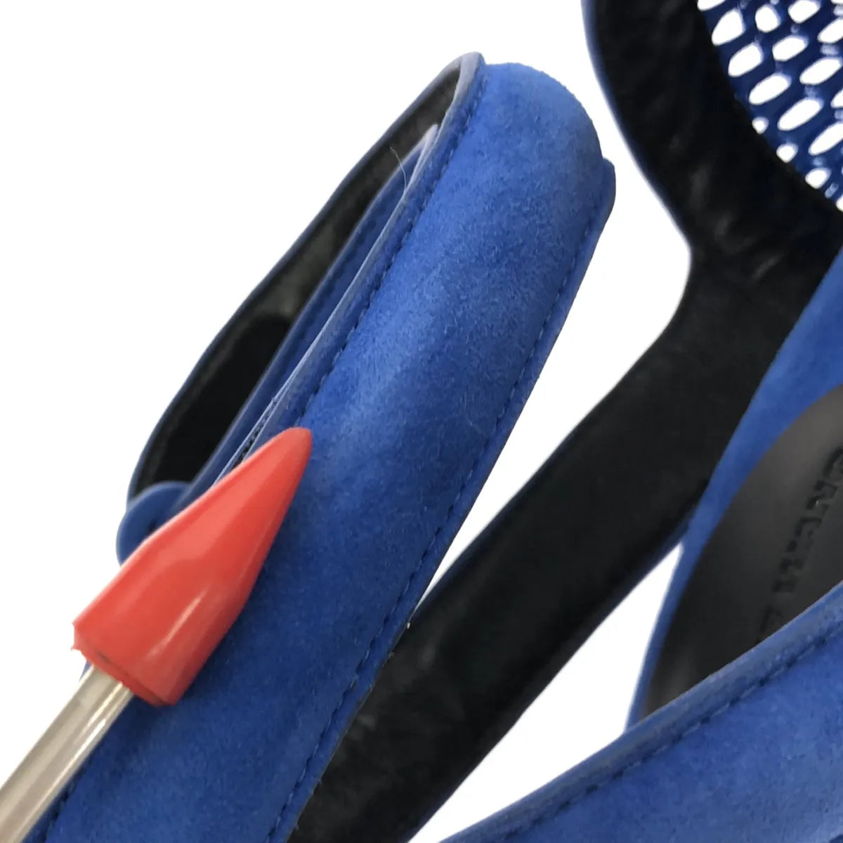 ALEXANDER WANG / アレキサンダーワン | スエードレザー ネット切替 アンクルストラップ ヒールサンダル | 36 | ブルー | レディース