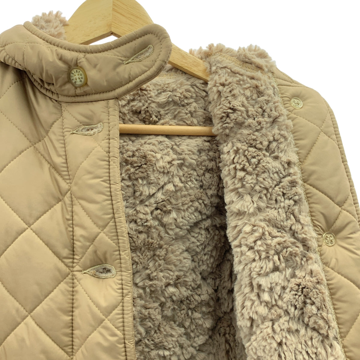 MACKINTOSH / マッキントッシュ | キルティング ボア フーデッド ロングコート | 34 | レディース