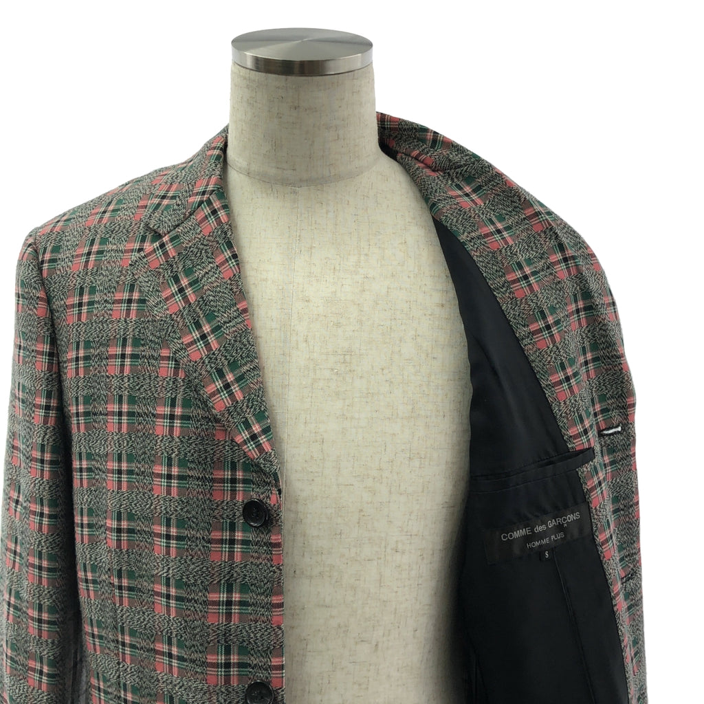 COMME des GARCONS HOMME PLUS / 콤데 갤슨 옴플루스 | 2020AW | 후면 컷 디자인 울 체크 체스터 코트 | S | 남성
