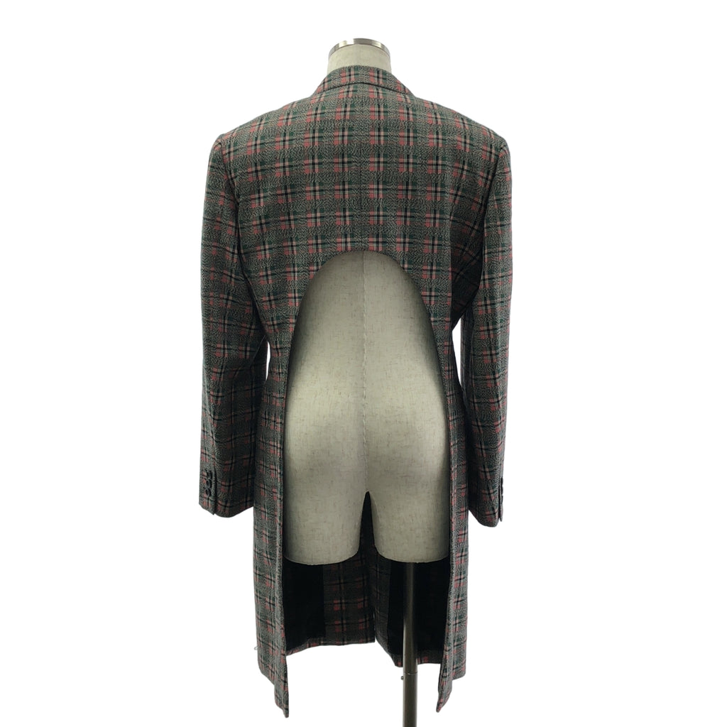 COMME des GARCONS HOMME PLUS / 콤데 갤슨 옴플루스 | 2020AW | 후면 컷 디자인 울 체크 체스터 코트 | S | 남성