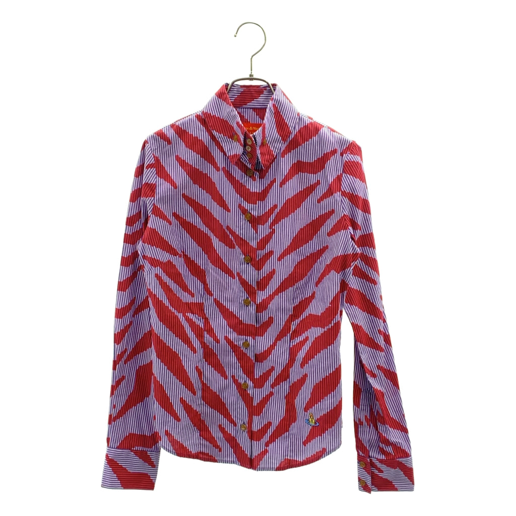 VIVIENNE WESTWOOD RED LABEL / 비비안 웨스트우드 레드 라벨 | 총무늬 스트라이프 원포인트 오브 빅 컬러 셔츠 블라우스 | 40 |