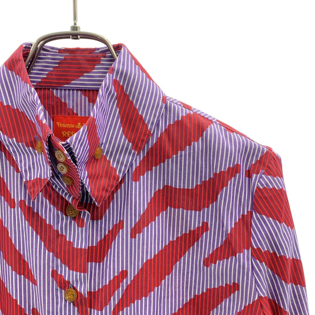 VIVIENNE WESTWOOD RED LABEL / 비비안 웨스트우드 레드 라벨 | 총무늬 스트라이프 원포인트 오브 빅 컬러 셔츠 블라우스 | 40 |