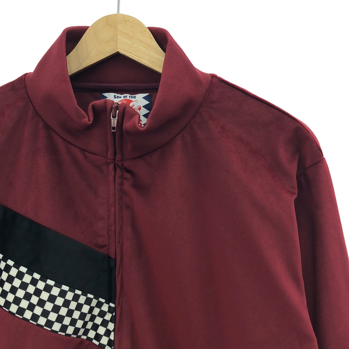 【신품】 SON OF THE CHEESE / 사노바 치즈 | Check Jersey JKT 체크 저지 재킷 | S | 와인 레드 | 남성