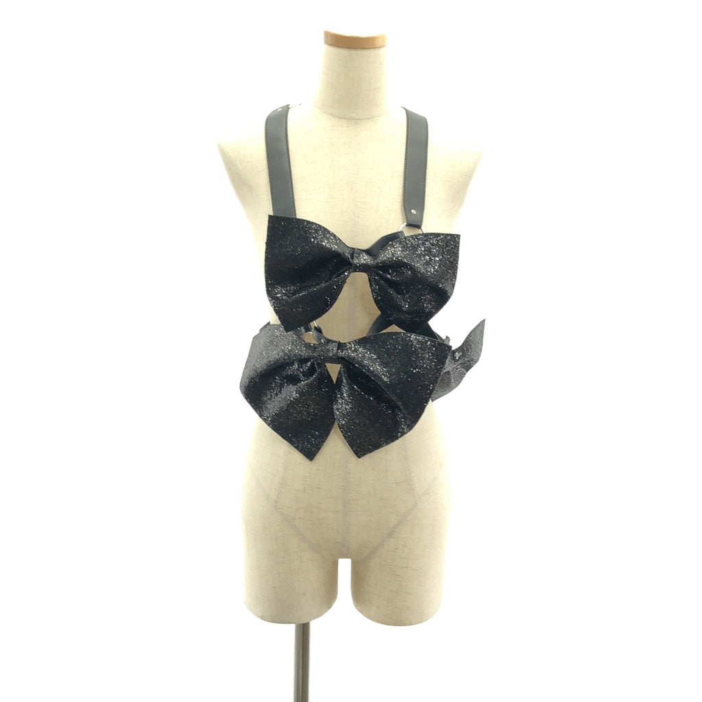 【美品】  noir kei ninomiya / ノワールケイニノミヤ | 2023AW | リボン ラメ ハーネス サスペンダー | ブラック | レディース