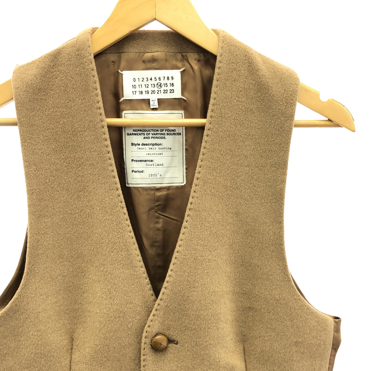 [狀況良好] Maison Martin Margiela | 2012秋冬 |複製品駱駝毛狩獵背心 |複製駱駝狩獵背心| 46 |駱駝 |男士