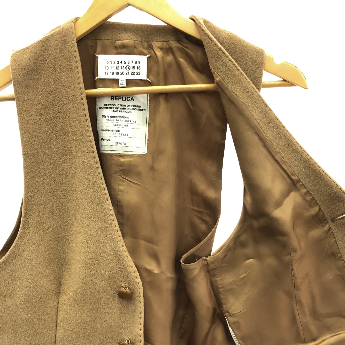[狀況良好] Maison Martin Margiela | 2012秋冬 |複製品駱駝毛狩獵背心 |複製駱駝狩獵背心| 46 |駱駝 |男士