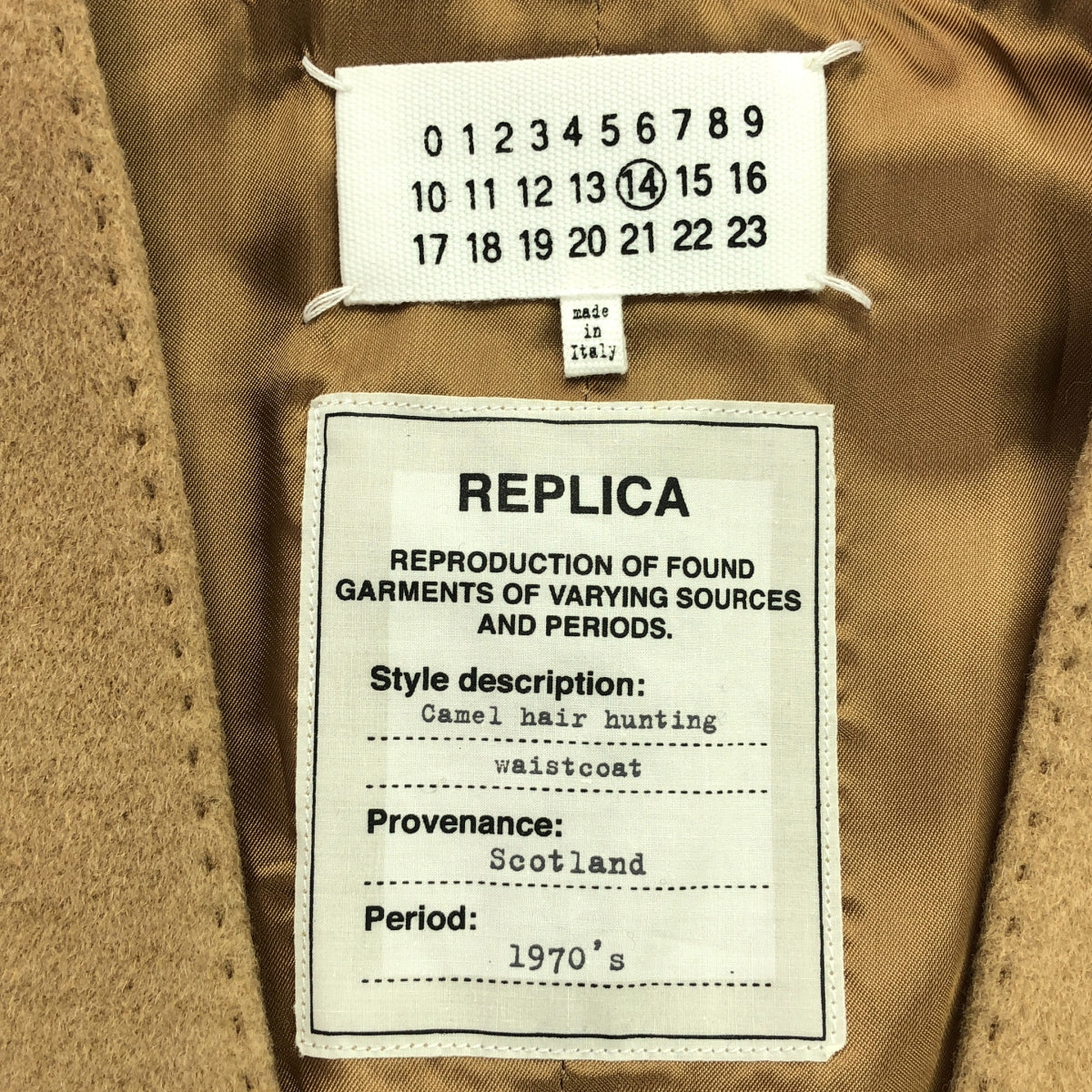 [狀況良好] Maison Martin Margiela | 2012秋冬 |複製品駱駝毛狩獵背心 |複製駱駝狩獵背心| 46 |駱駝 |男士