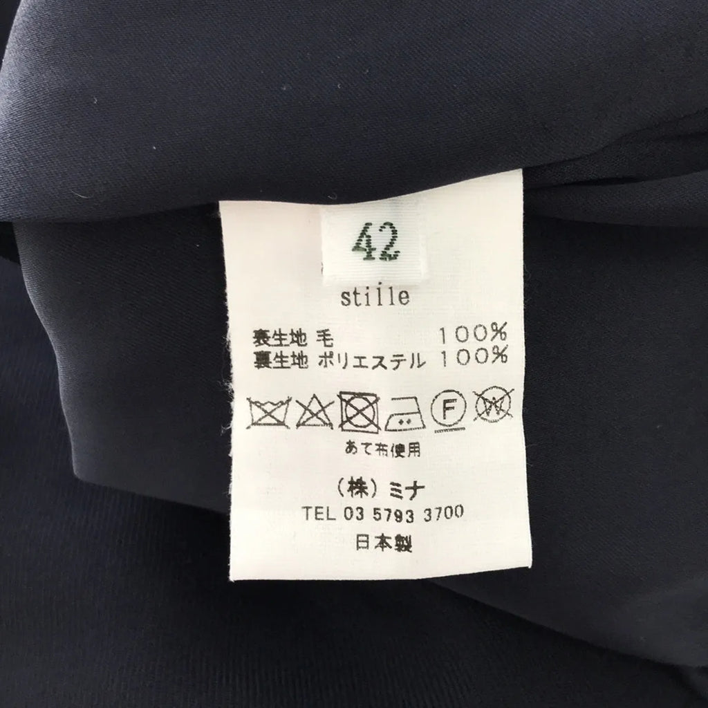 [新] mina perhonen | 2023秋冬 | stille 羊毛 V 領連身裙 | 42 |海軍 |女性的