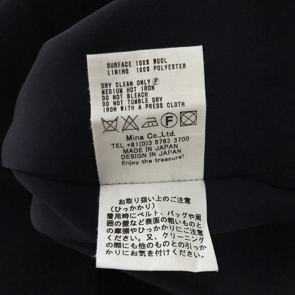 [新] mina perhonen | 2023秋冬 | stille 羊毛 V 領連身裙 | 42 |海軍 |女性的