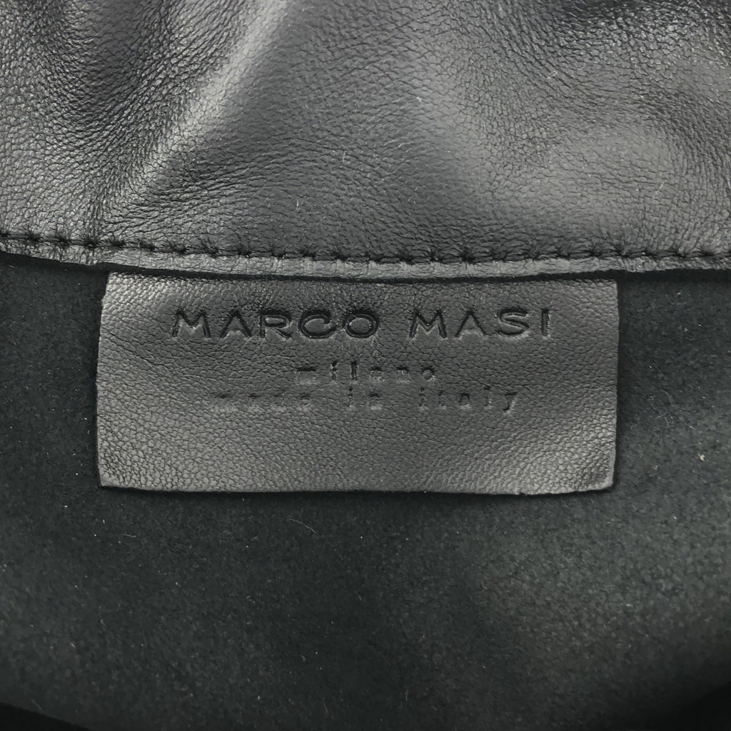 [狀況極佳] MARCO MASI | 皮革流蘇抽繩單肩包 | 黑色 | 女款