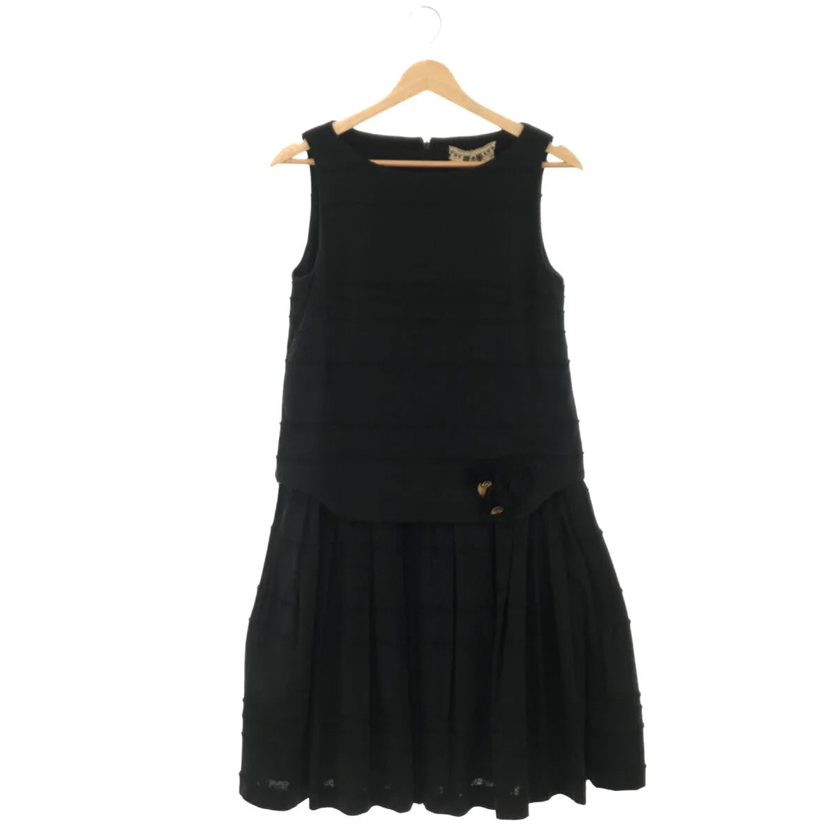 FOR flowers of romance / フォー フラワーズ オブ ロマンス | プリーツ切替 ノースリーブワンピース | ブラック | レディース