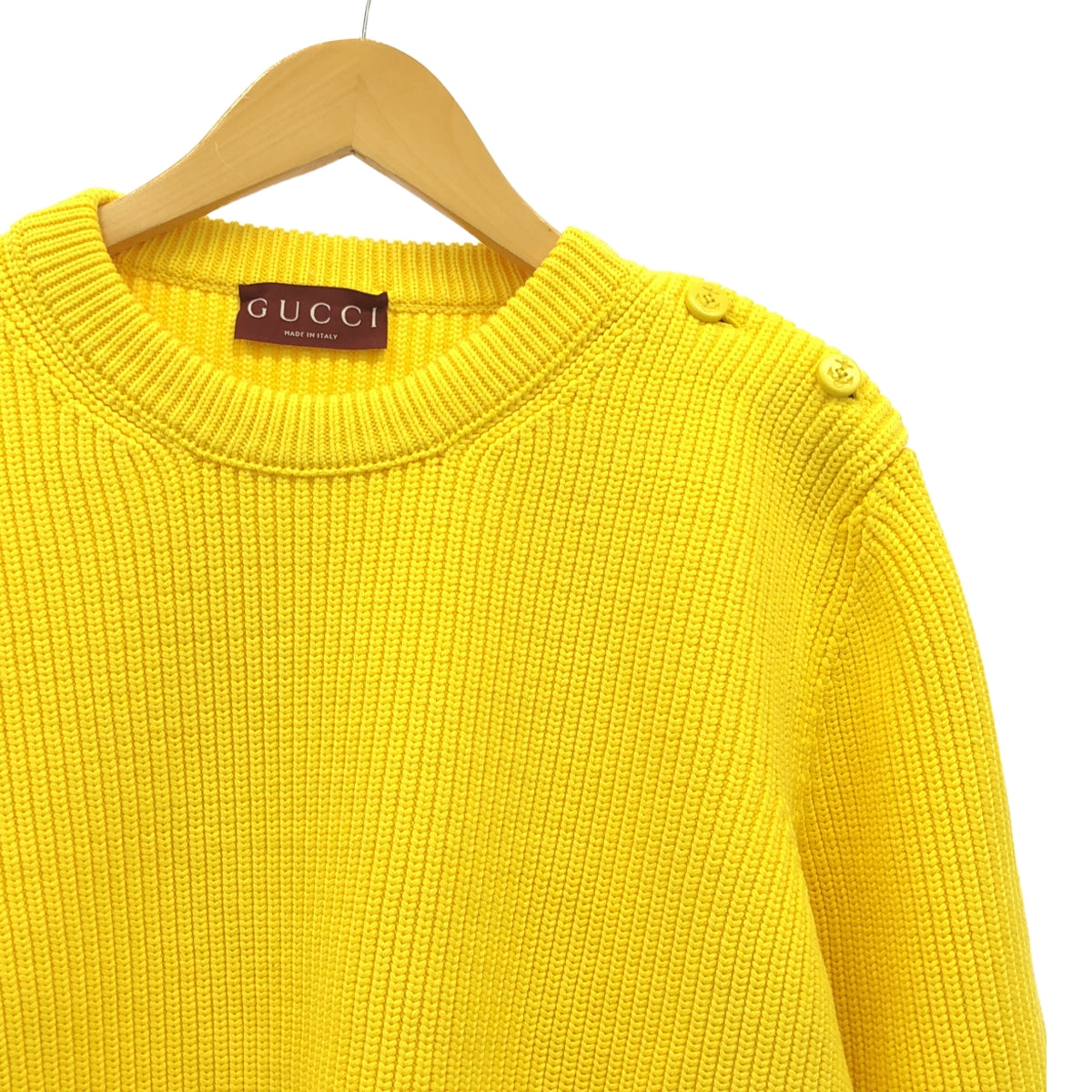 [新品] GUCCI | 嵌花棉質標誌毛衣 | L | 黃色 | 男士