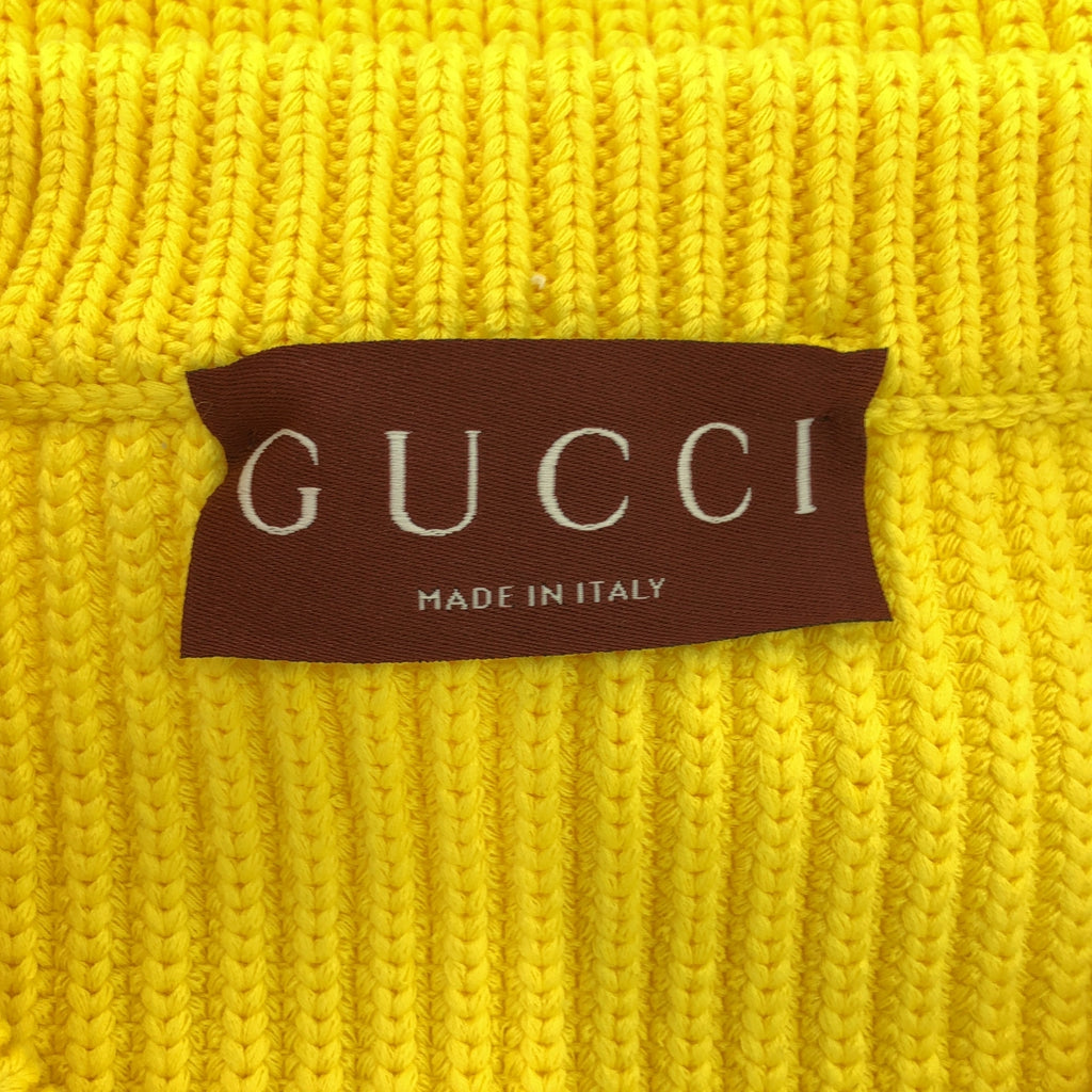 【신품】 GUCCI / 구찌 | 인터샤 코튼 로고 스웨터 | L | 옐로우 | 남성