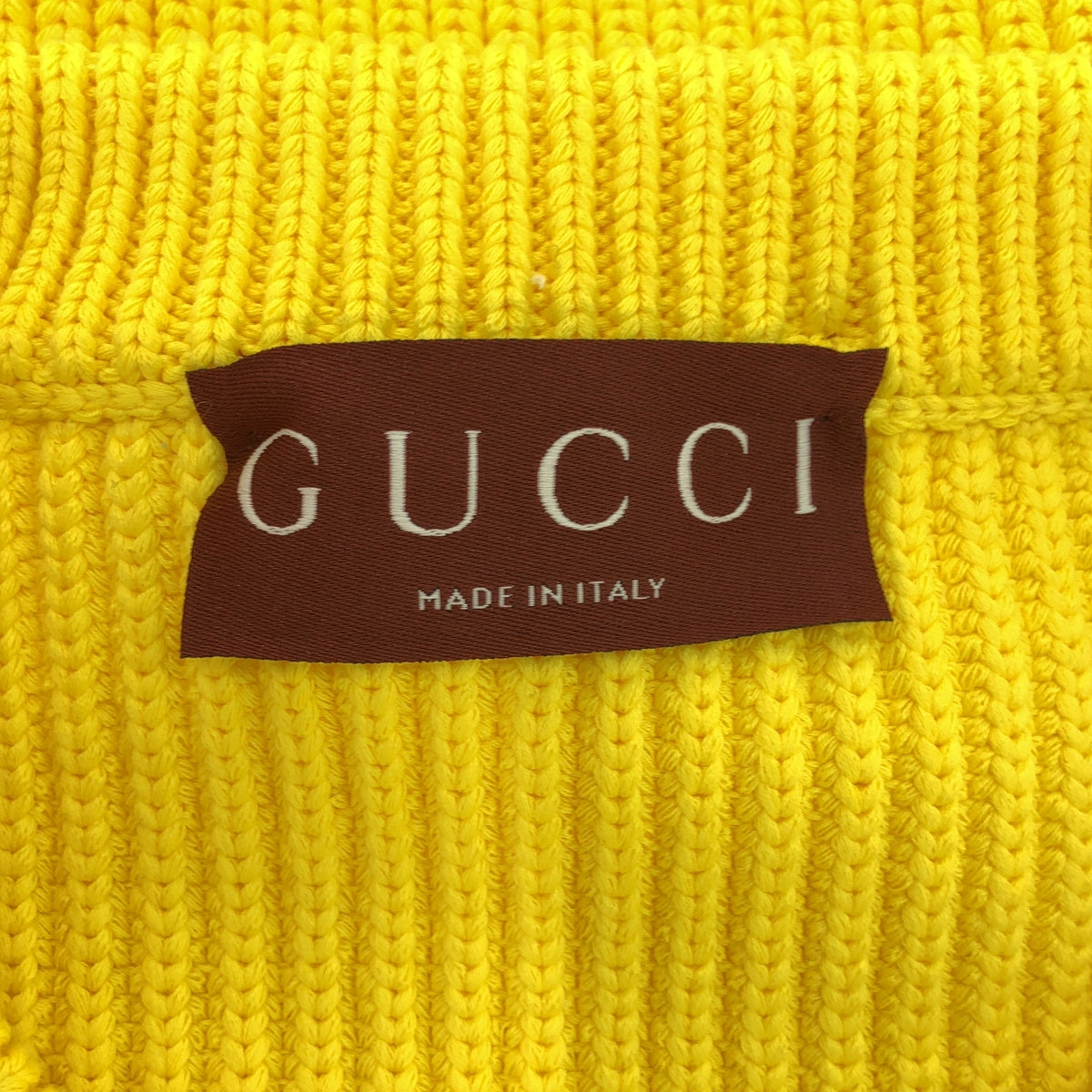 【신품】 GUCCI / 구찌 | 인터샤 코튼 로고 스웨터 | L | 옐로우 | 남성