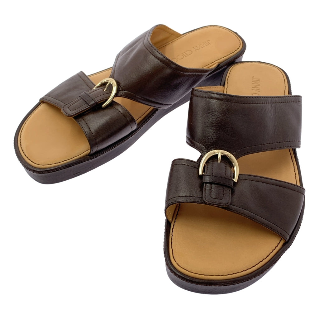 JIMMY CHOO / ジミーチュウ | バックルデザイン レザー サンダル | 42 | メンズ
