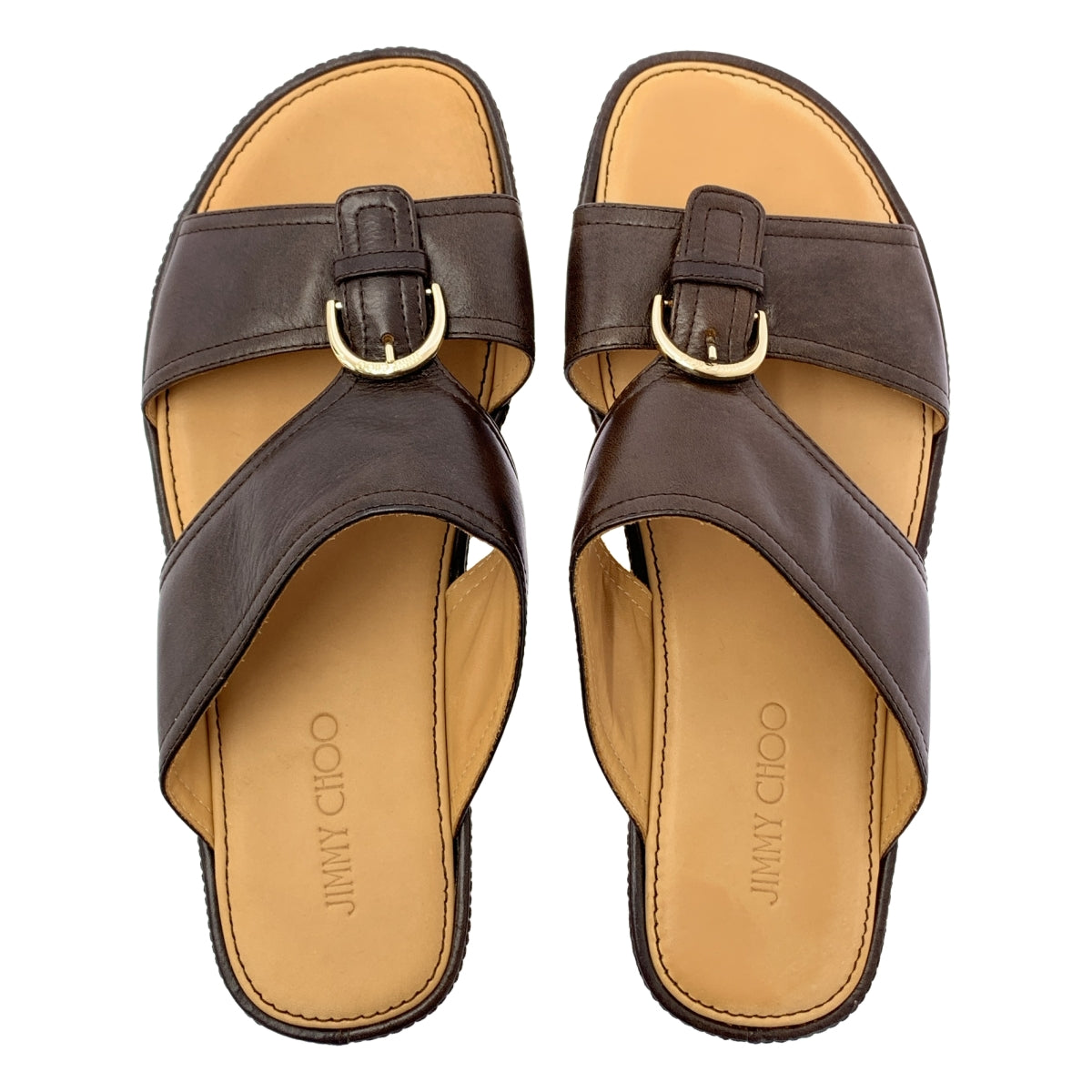 JIMMY CHOO / ジミーチュウ | バックルデザイン レザー サンダル | 42 | メンズ