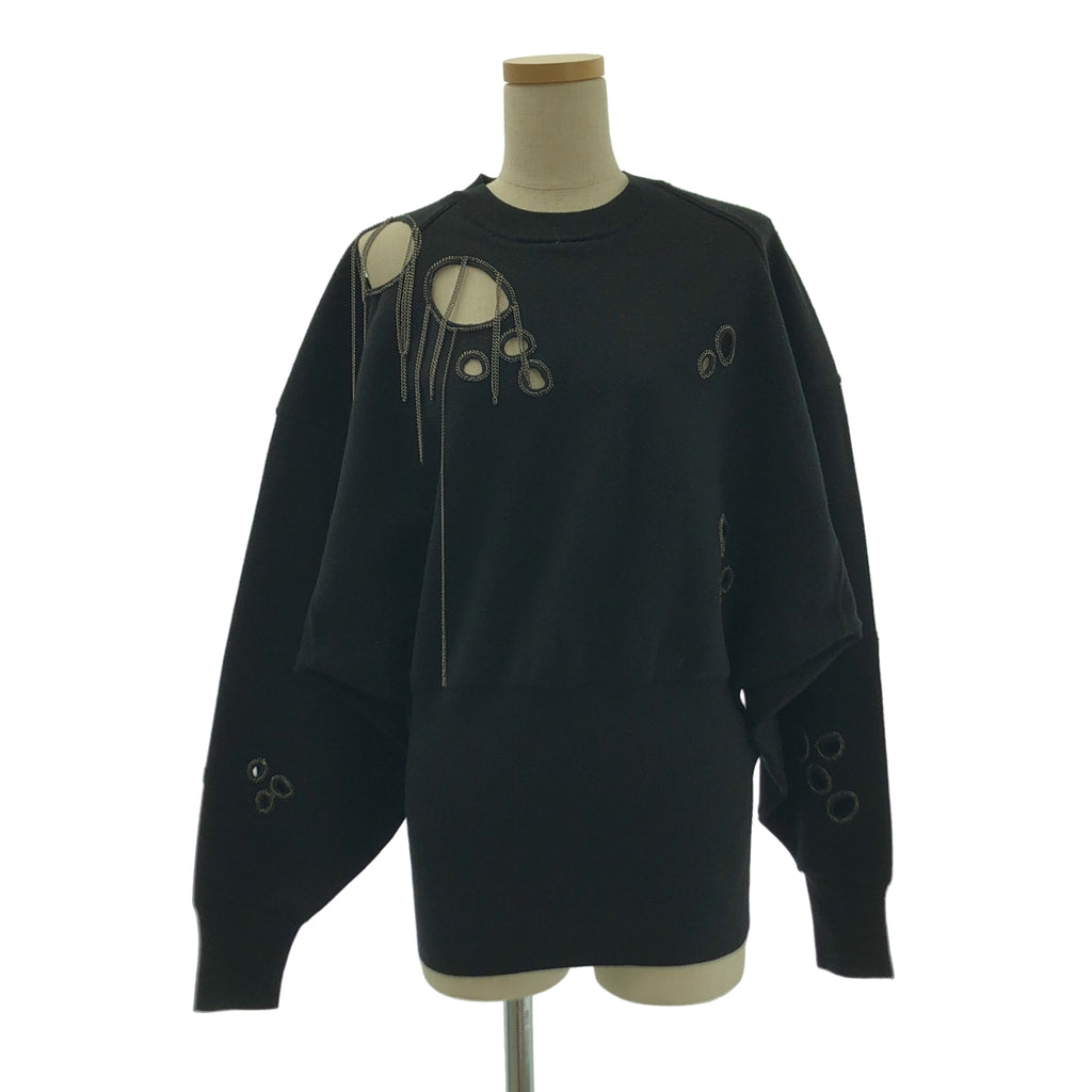 DIESEL / ディーゼル | チェーン装飾 カットアウト リブ ロング ニット セーター | M | ブラック | メンズ