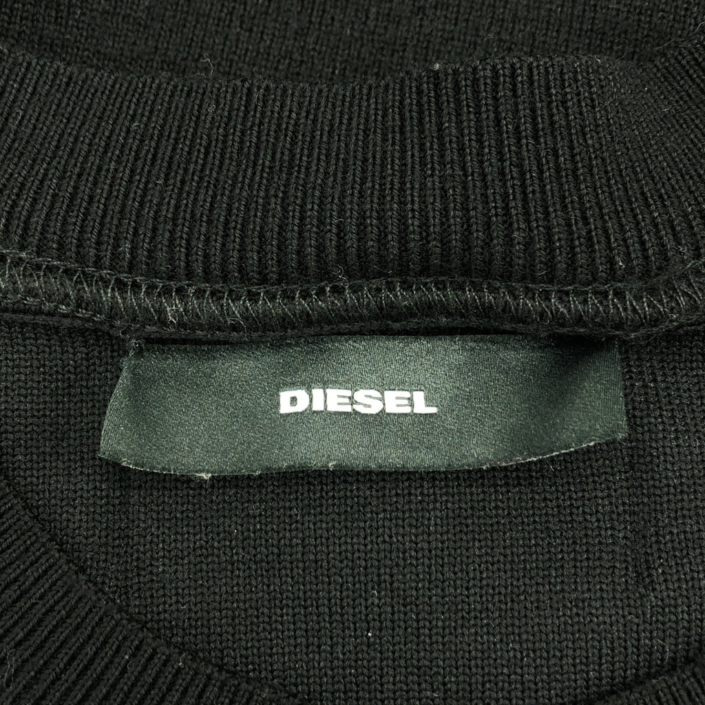 DIESEL / ディーゼル | チェーン装飾 カットアウト リブ ロング ニット セーター | M | ブラック | メンズ