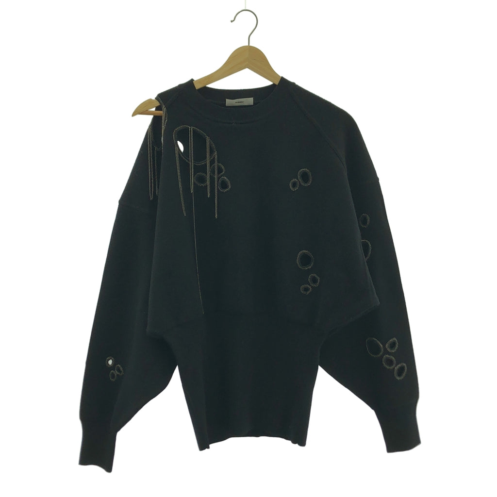 DIESEL / ディーゼル | チェーン装飾 カットアウト リブ ロング ニット セーター | M | ブラック | メンズ