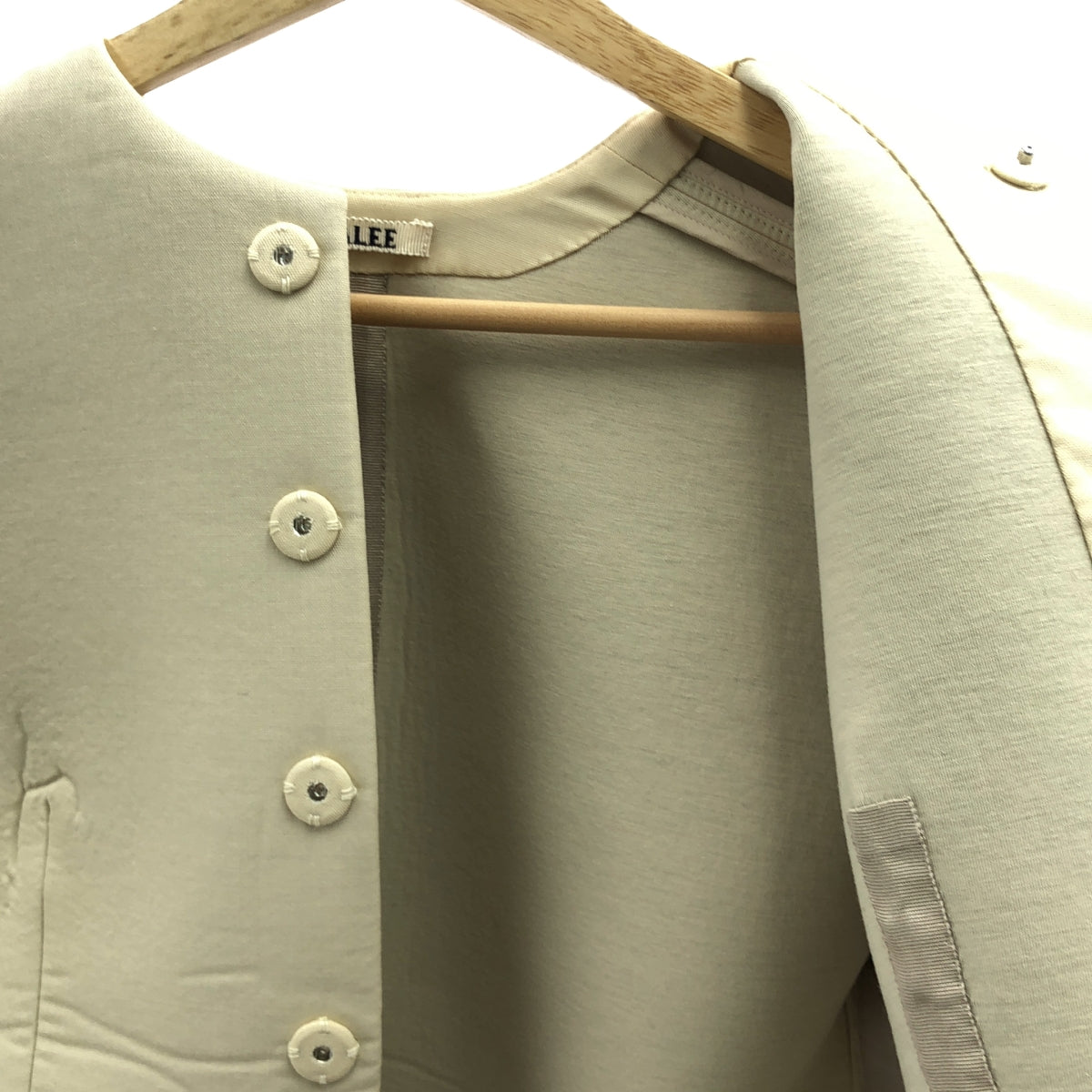【美品】  AURALEE / オーラリー | 2024SS | SPONGE TROPICAL WOOL NO COLLAR BLOUSON スポンジ トロピカルウール ノーカラー ブルゾン | 0 | アイボリー | レディース