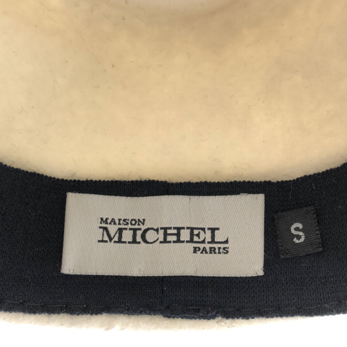 【미품】 Maison Michel / 메종 미셸 | 울 모자 | S | 화이트 × 버건디 | 여성