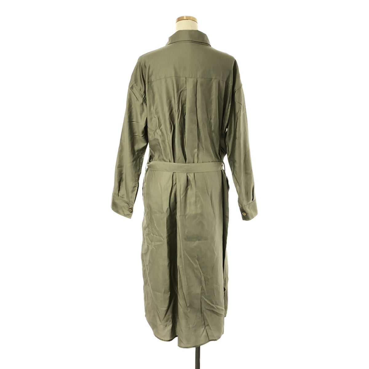 GALERIE VIE |棉緞腰帶襯衫裙 |尺寸 36 |綠色 |女性的