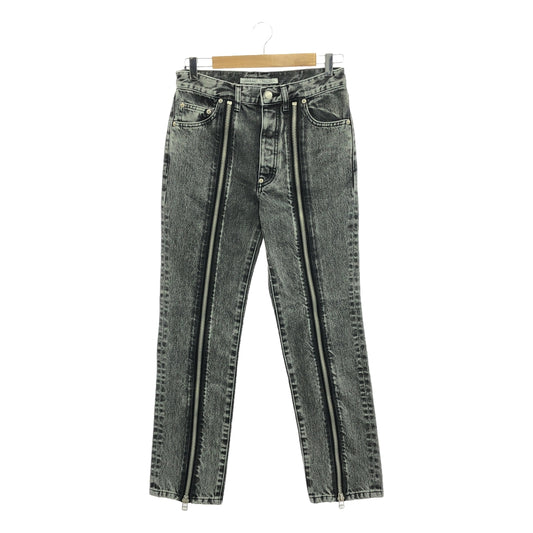 【신품】 JOHN LAWRENCE SULLIVAN / 존 로렌스 설리반 | Washed denim zipped pants 워시드 지퍼 데님 팬츠 | 44 | 블랙 | 남성