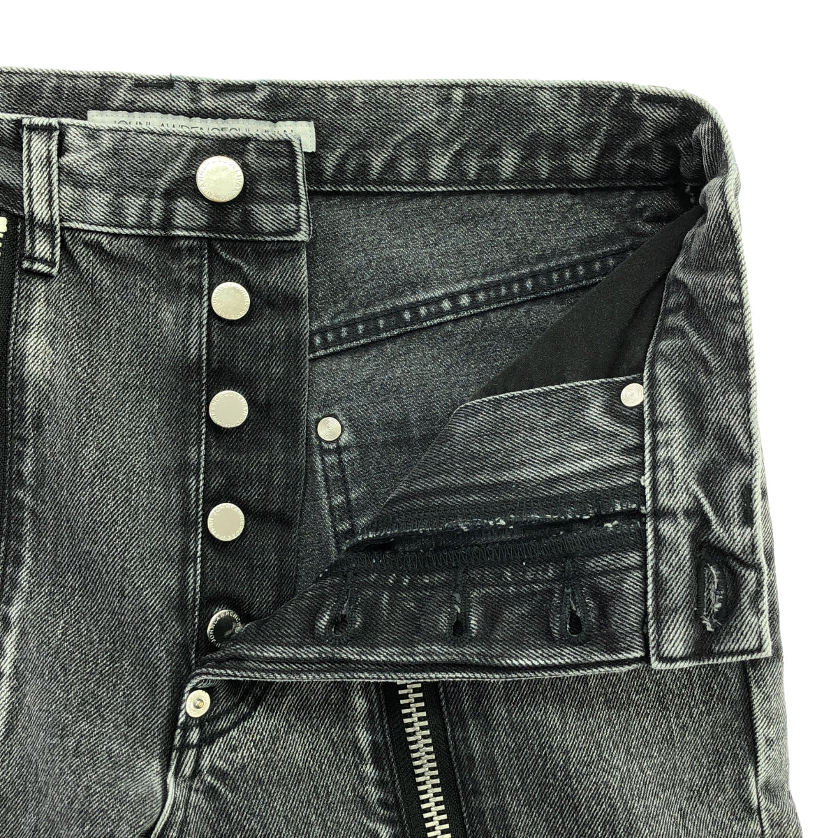 【신품】 JOHN LAWRENCE SULLIVAN / 존 로렌스 설리반 | Washed denim zipped pants 워시드 지퍼 데님 팬츠 | 44 | 블랙 | 남성