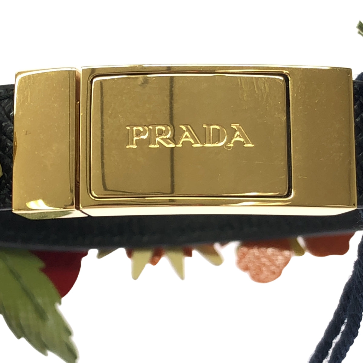 【미품】 PRADA / 프라다 | 꽃 장식 로고 가죽 팔찌 | 멀티 컬러 | 여성