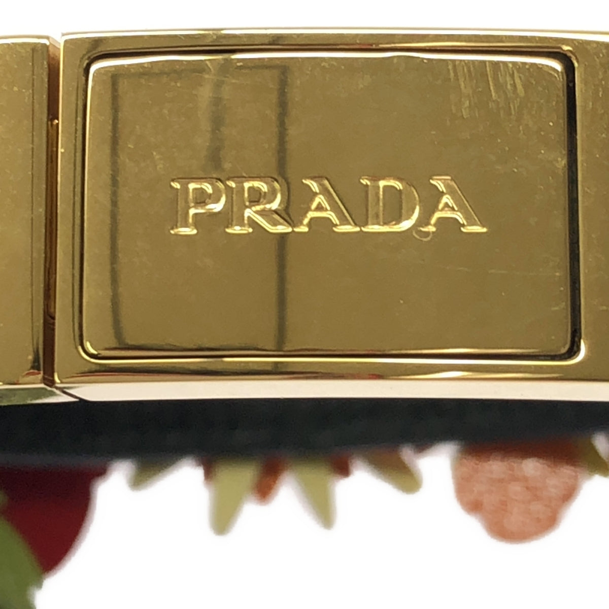 【미품】 PRADA / 프라다 | 꽃 장식 로고 가죽 팔찌 | 멀티 컬러 | 여성