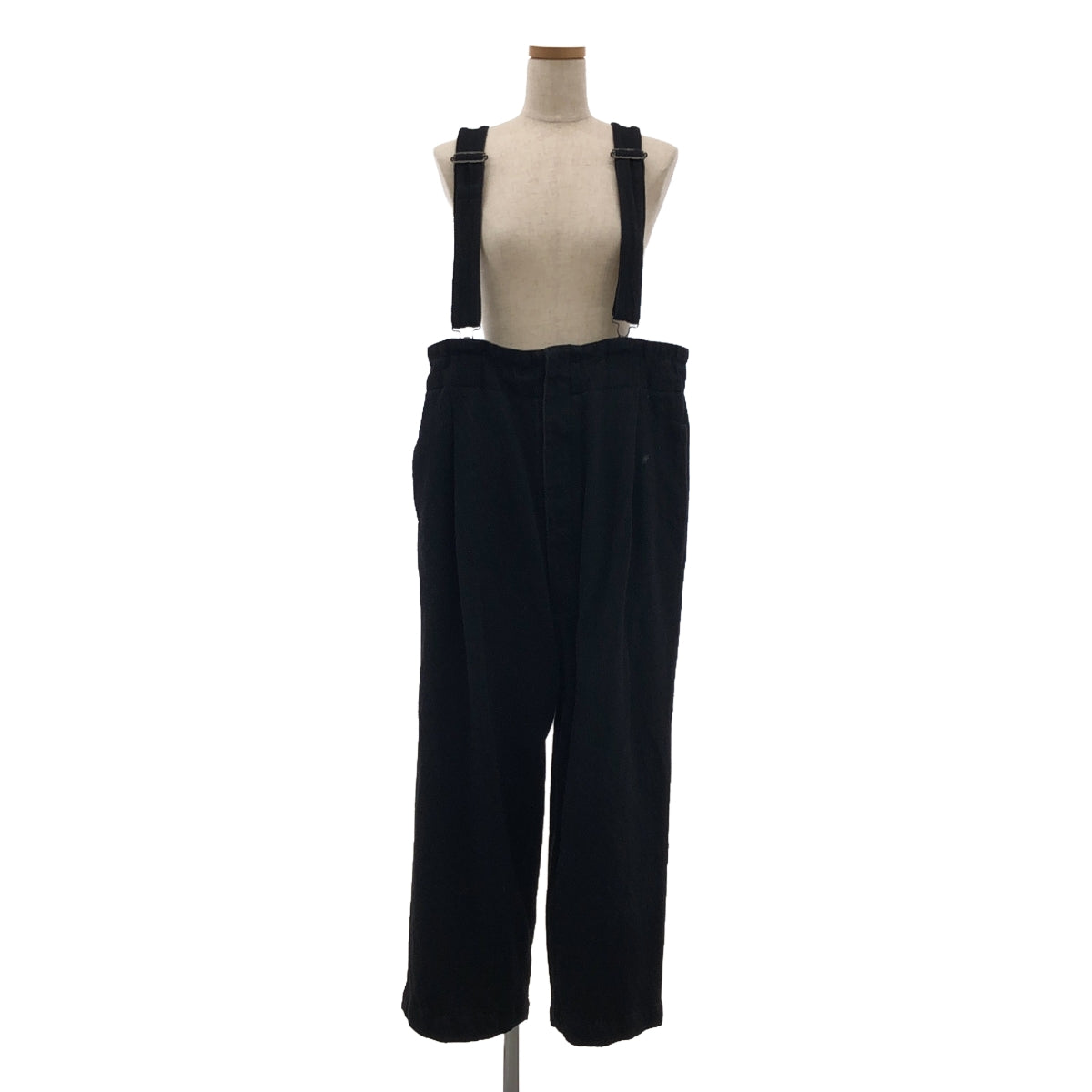 FIRMUM | Cotton twill tuck suspender pants overalls | XS | Black | Women's