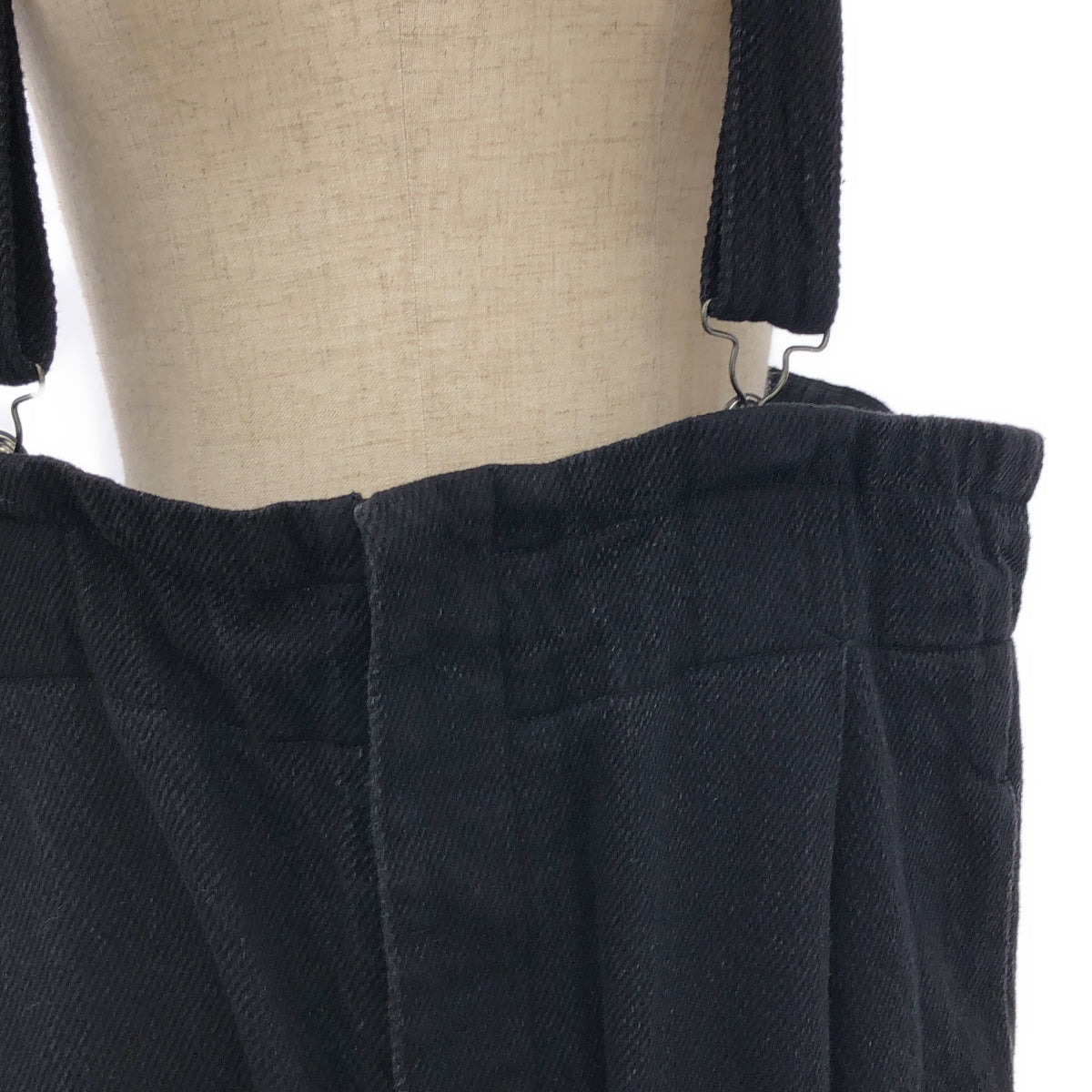 FIRMUM | Cotton twill tuck suspender pants overalls | XS | Black | Women's