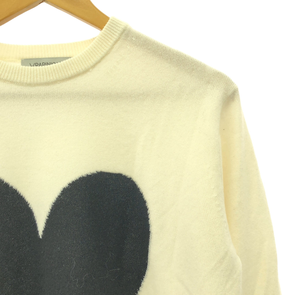 WRAPINKNOT / ラッピンノット | × COZ cashmere 100％ / カシミヤ ハート クルーネック ニット | 0 | オフホワイト | レディース