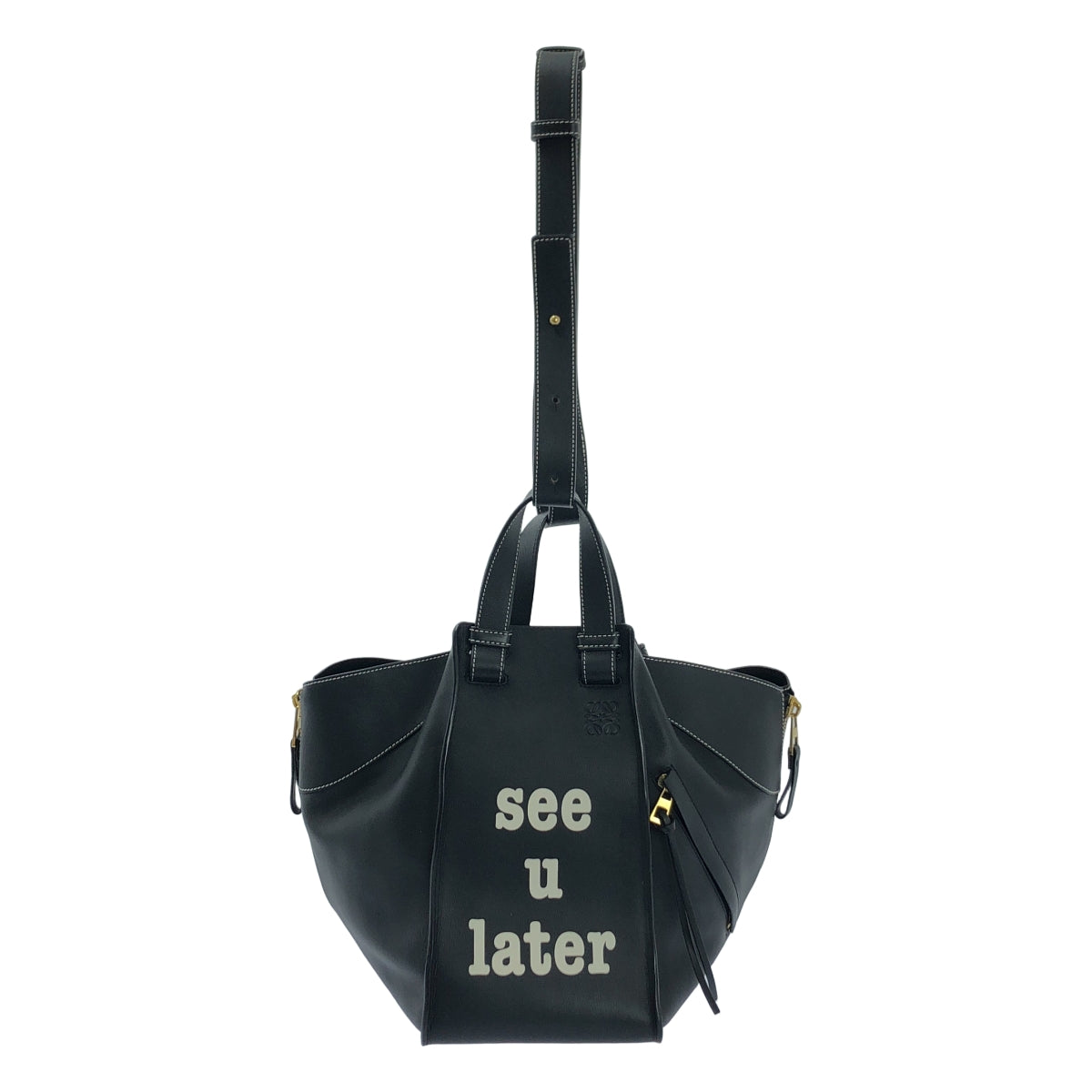 【미품】 LOEWE / 로에베 | Hammock 해먹 / see you later 2017 한정 로고 송아지 2way 숄더백 | 블랙/화이트 | 여성