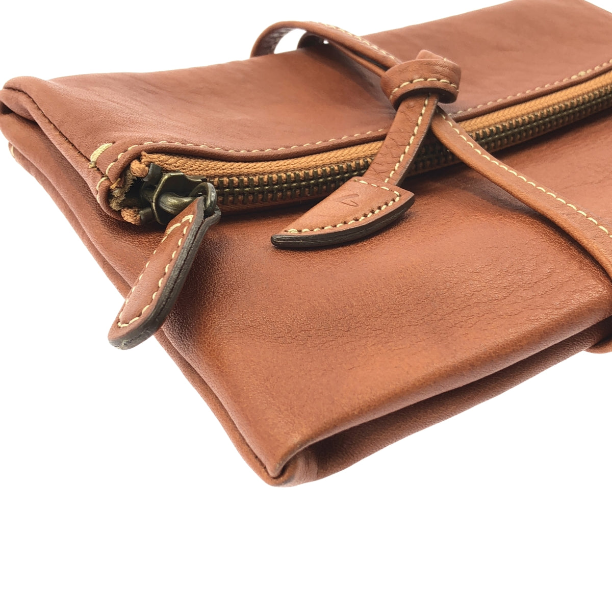 【미품】 츠치야 가방 / 츠치야 가방 | 톤 오일 누메 루프 플랫 파우치 | 브라운 | 여성